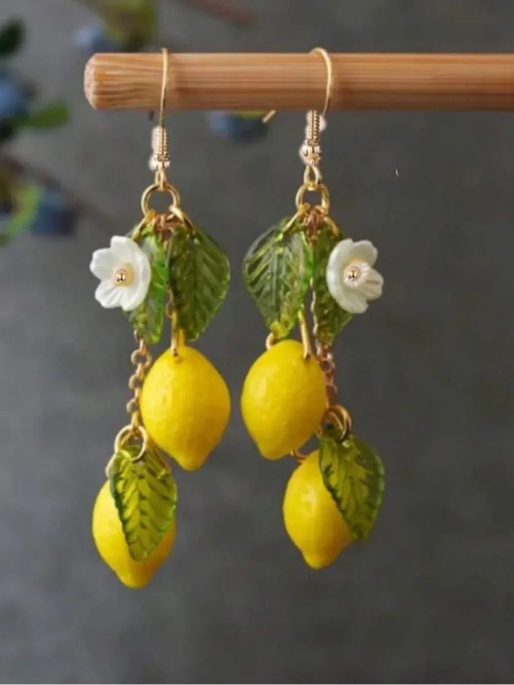 Yellow Lemon Drop Dangle Earrings R742